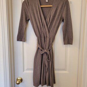 XS BANANA REPUBLIC mocha brown knit wrap midi dress